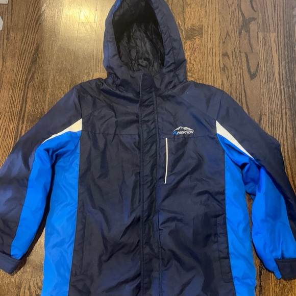 Kids' Navy and Blue Hooded Puffer Jacket - Picture 6 of 7
